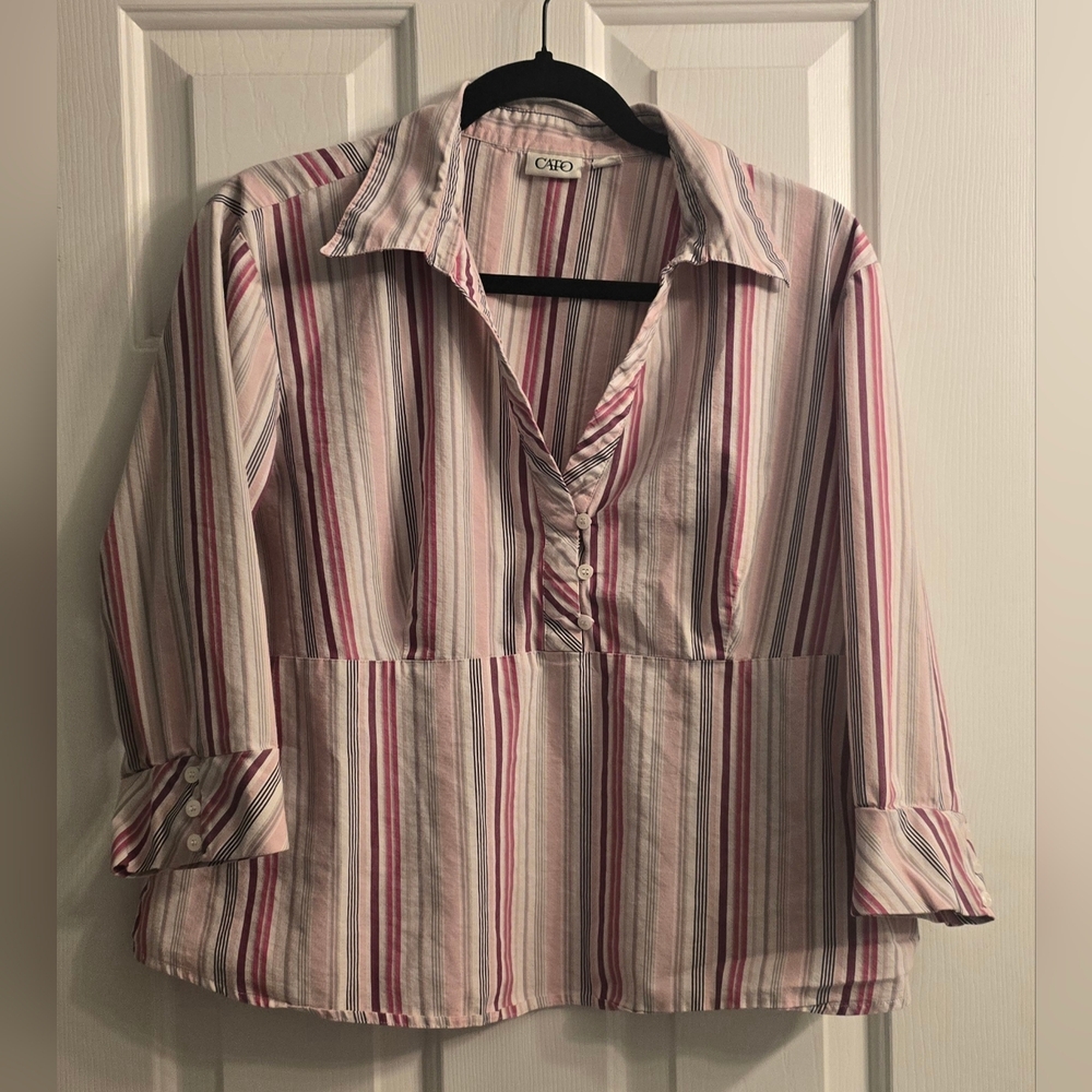 Cato Women's Pink Striped Top
